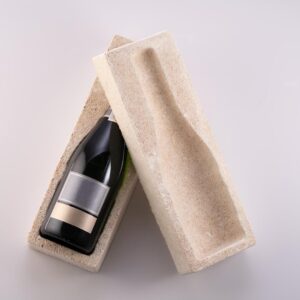 Coffret pour bouteille champenoise sous la forme de deux coques symétriques Protection , packaging, Objet cadeau.